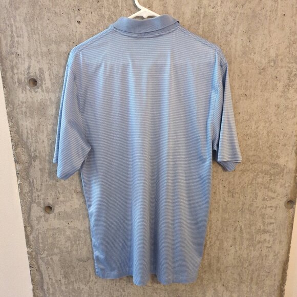 Brooks Brothers Mens Large Striped Blue Short Sleeve Performance Polo Shirt - Picture 2 of 9